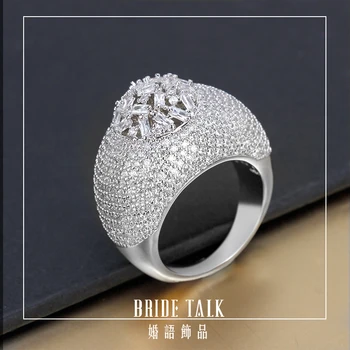 

Big Baguette CZ Ring Flower Bud Shaped Cubic Zirconia Rhodium plating for Wedding Engagement Women Jewelry High Quality Rings