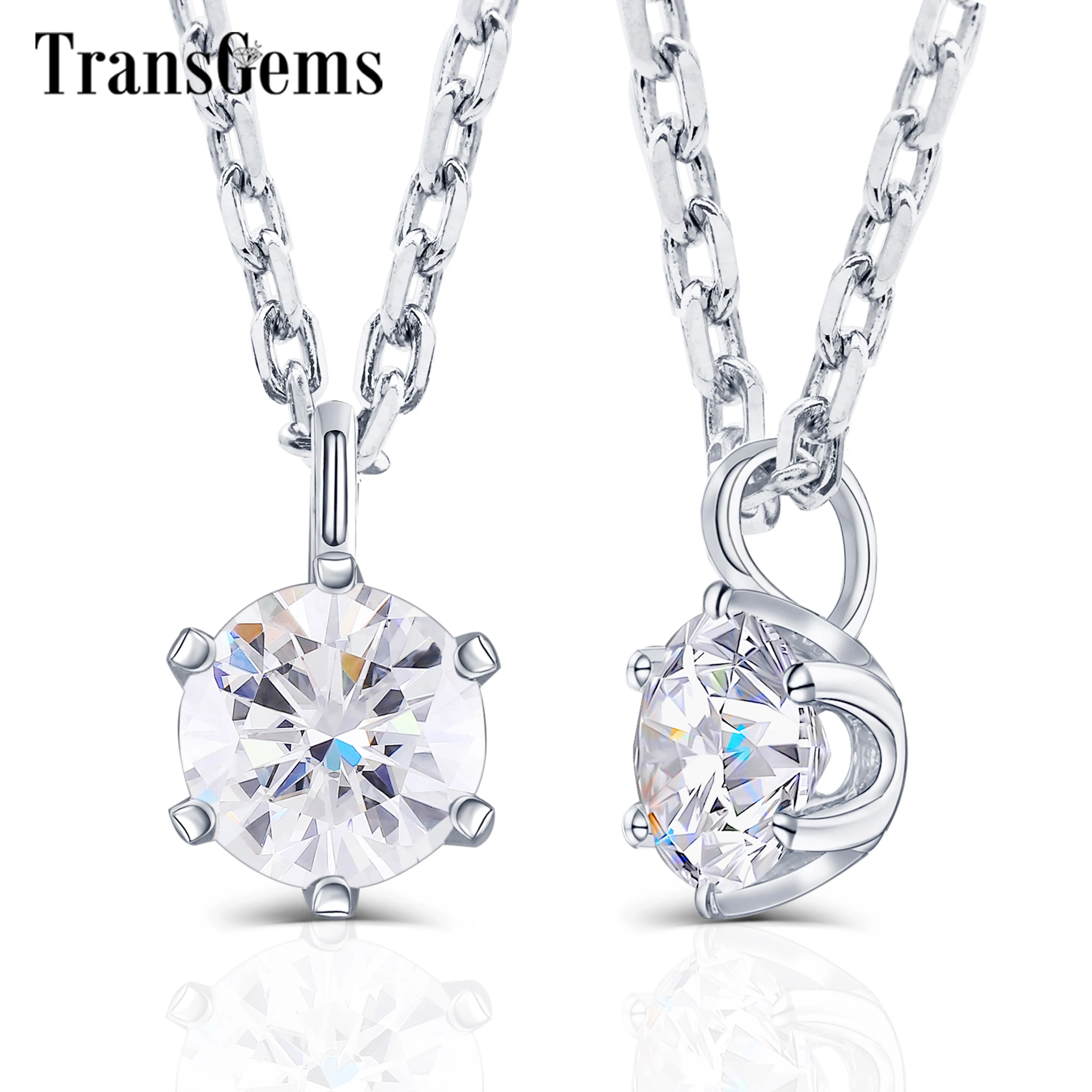 Кулон TransGems 0 5 карат мм из белого золота 585 пробы с муассанитом|pendant 18k|pendants for