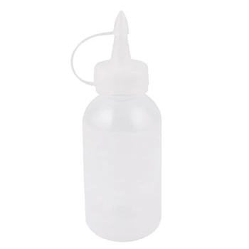 

100ml Lab Glue Gel Oil Plastic Crimp Bottle Dispenser 5 Pcs (Transparent color)
