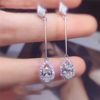 

Super Shiny Earrings High Grade Sense Ear Stud Simple Women's Small Elegant Water-Drop Zircon Versatile Online Celebrity Ear Rin
