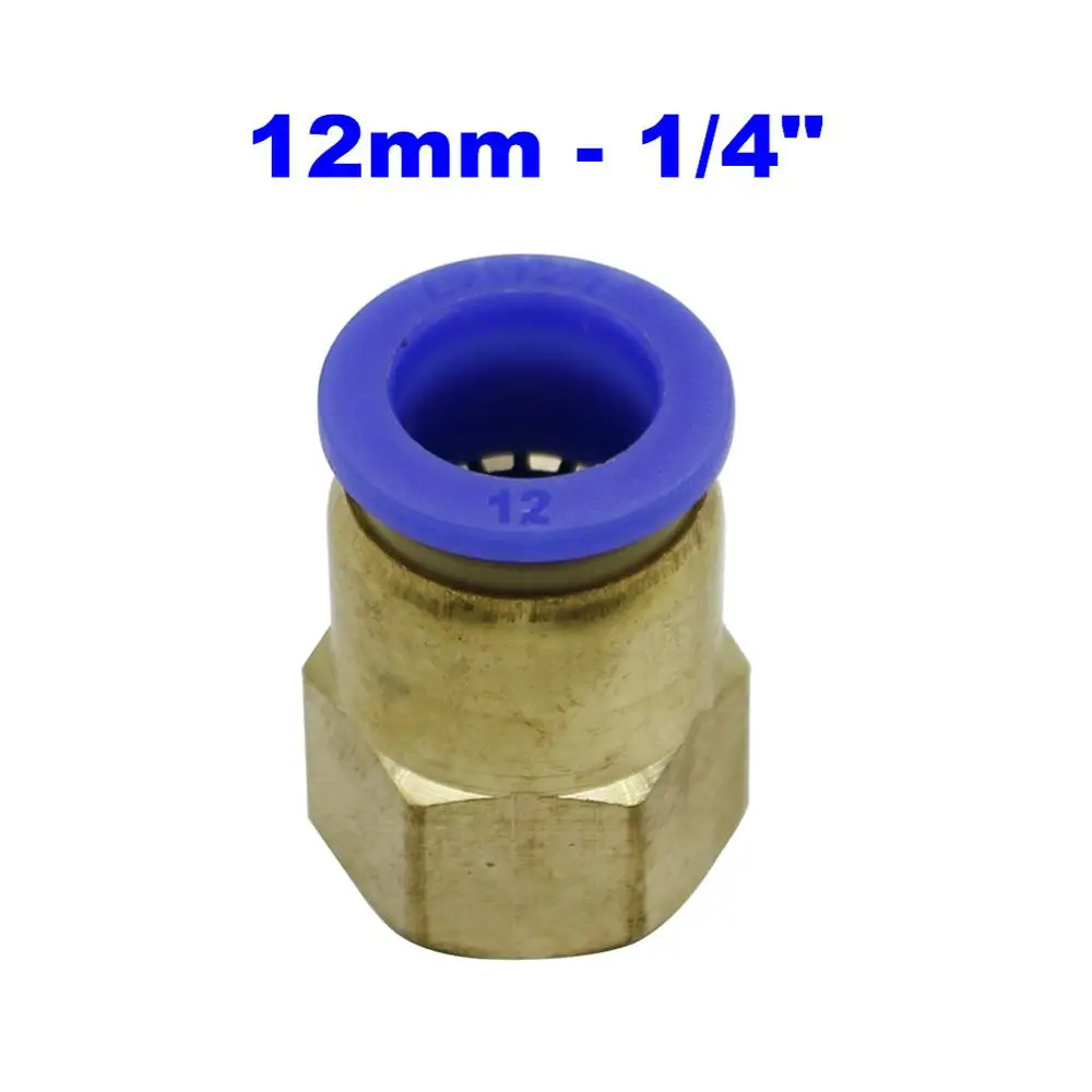 12mm - 1I4 inch Air Pipe Fitting 10mm 12mm 8mm 6mm 4mm Hose Tube 1/8" 3/8" 1/2" 1/4" Female Thread Brass Pneumatic Straight Connector PCF type - Цвет: 12mm - 1I4 inch