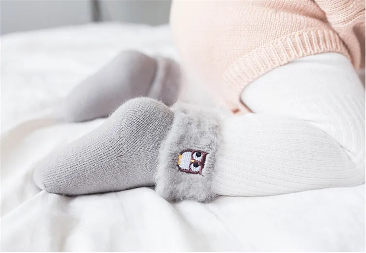 Хлопковые носки для новорожденных с объемной вышивкой зимние плотные теплые носки для новорожденных мальчиков и девочек одежда-тапочки Противоскользящий носок для малышей