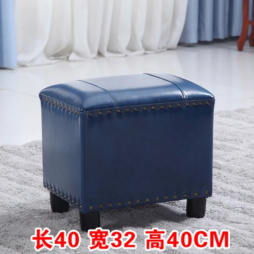 E 40CM Кожаный античный стул, деревянная гостиная, домашний журнальный столик, диван-фитинг, квадратная скамейка, домашний декор, туалетный стул, мебель - Цвет: E 40CM