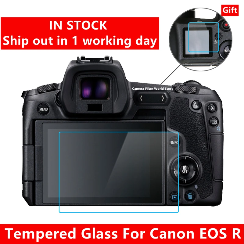 Self-adhesive EOSR Tempered Glass Main LCD + Top Info Shoulder Screen Protector Cover Guard for Canon EOS R Mirrorless Camera |