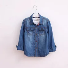 Childrenswear Children Boys' Denim Shirt Spring And Autumn Autumn New Style Children Long Sleeve Cowboy Lining