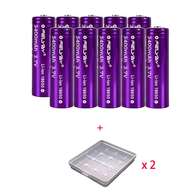 HOT!FELYBY New Original 18650 Battery 3.7V 3400mAh 2-10pcs High Capacity Lithium Rechargeable Batteries - Цвет: box