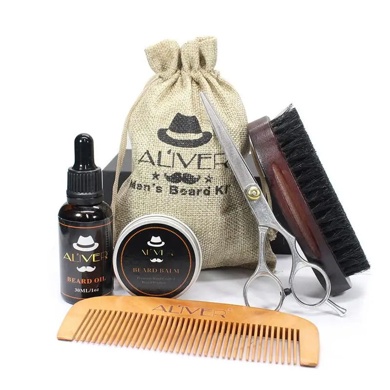 

Men's Beard Care Set Beard Comb Brush Cream Oil Styling Care Cleaning Kit