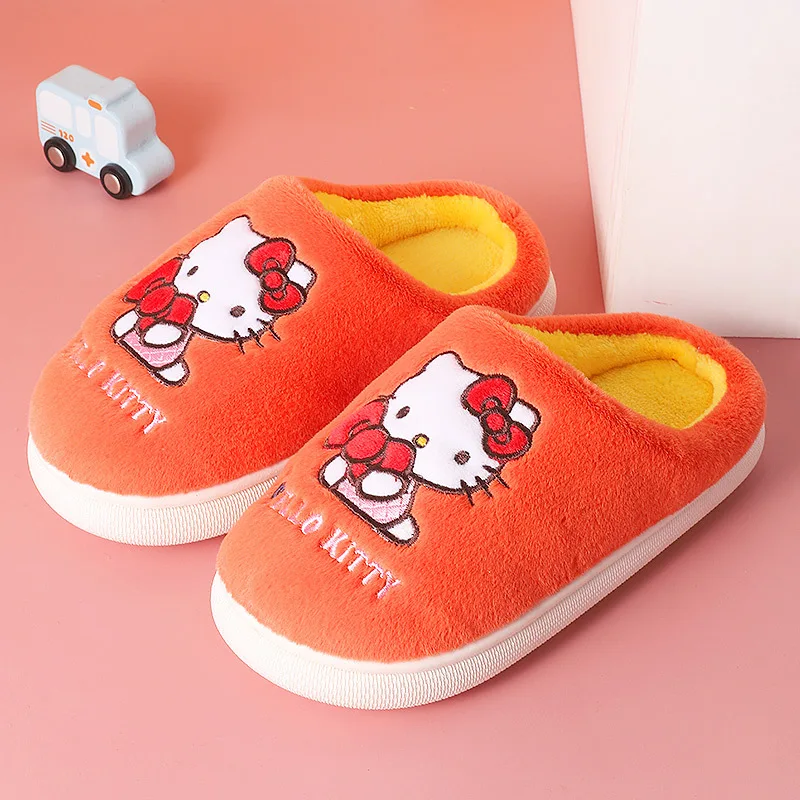 thumbnail image 1 of Zapatillas de algodón para niñas de Hello Kitty, zapatillas de felpa con dibujos animados bonitos para niños, bolsa interior para el hogar para bebés, zapatos de algodón con tacón para otoño/invierno, 1 of 5