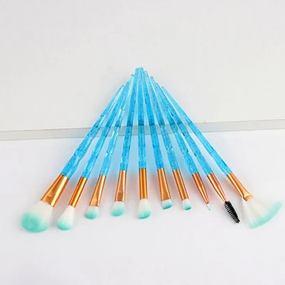 10pcs Blue Dihealth набор кистей для макияжа Алмазная Пудра Тени для век Тональная основа консилер Румяна Косметика для губ наборы для макияжа кисточка с кристаллами для лица - Handle Color: 10pcs Blue