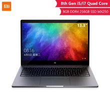 Ноутбук Xiaomi Air, 13,3 дюймов, inter8th, четырехъядерный процессор i5, i7, 8G, MX250, ультра тонкие ноутбуки, 256G/512G SSD, FHD ПК для игр и офиса