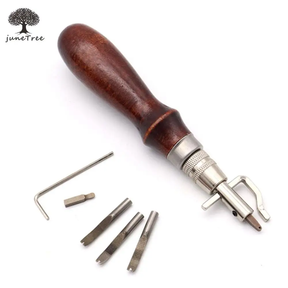 

5 in 1 Pro Leather Craft Edge Press Kit Adjustable Stitching and Grover Crease Leather Stitching Tool Sewing Tools