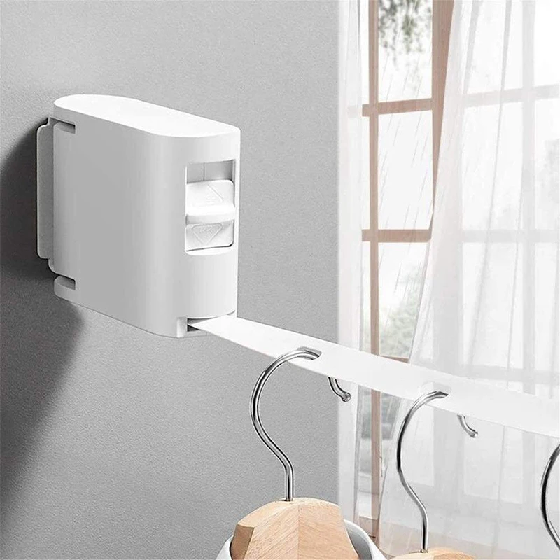 

Indoor Outdoor Invisible Clothesline with Hanger Hole Retractable Clothesline Rope Drying Rack Balcony Clothes Line No Drilling