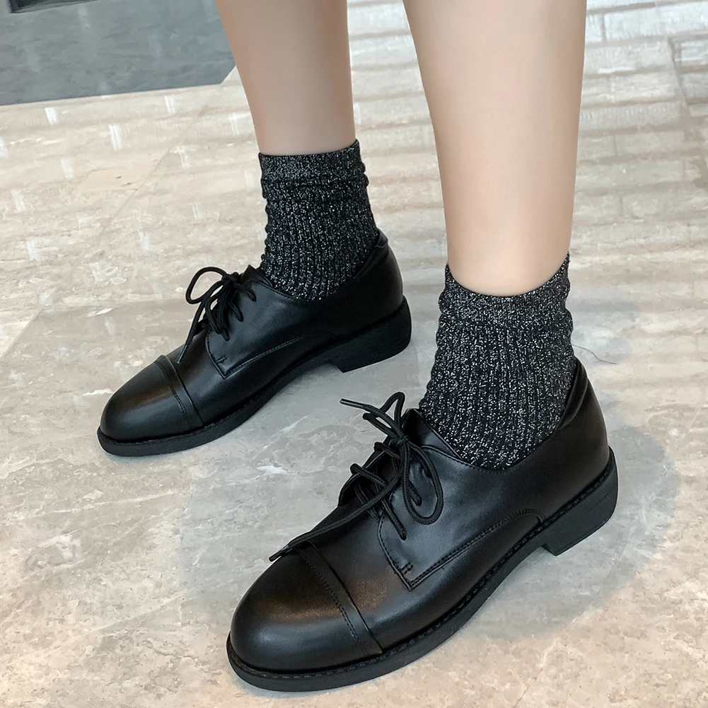 

Sarairis New Arrivals 2020 British Style Concise Pumps Woman Shoes Lace-Up Chunky Heels Office Lady Pumps Women Shoes