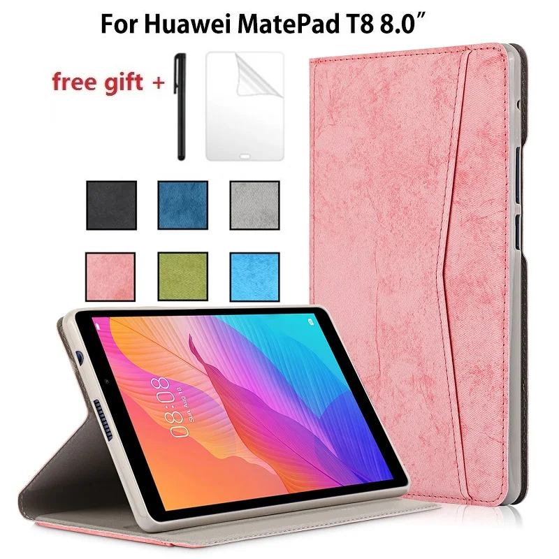 

T8 8" 2020 Cloth Pattern Flip Tablet Case for Huawei MatePad T8 2020 Kobe2-L09 Kobe2-L03 8" Fashion Solid Caqa with Wallet Slots