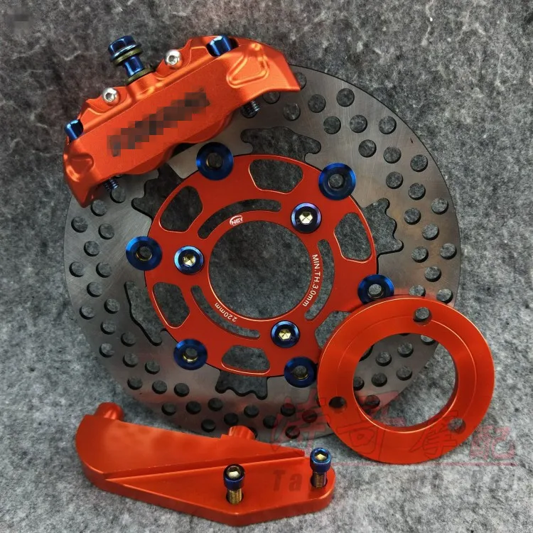 ElectricMotorcycle Brake Caliper Brake Pump 4 Piston+220mm brake dics For Yamaha Kawasaki Scooter Rsz Jog Force Dirt Bike Modify