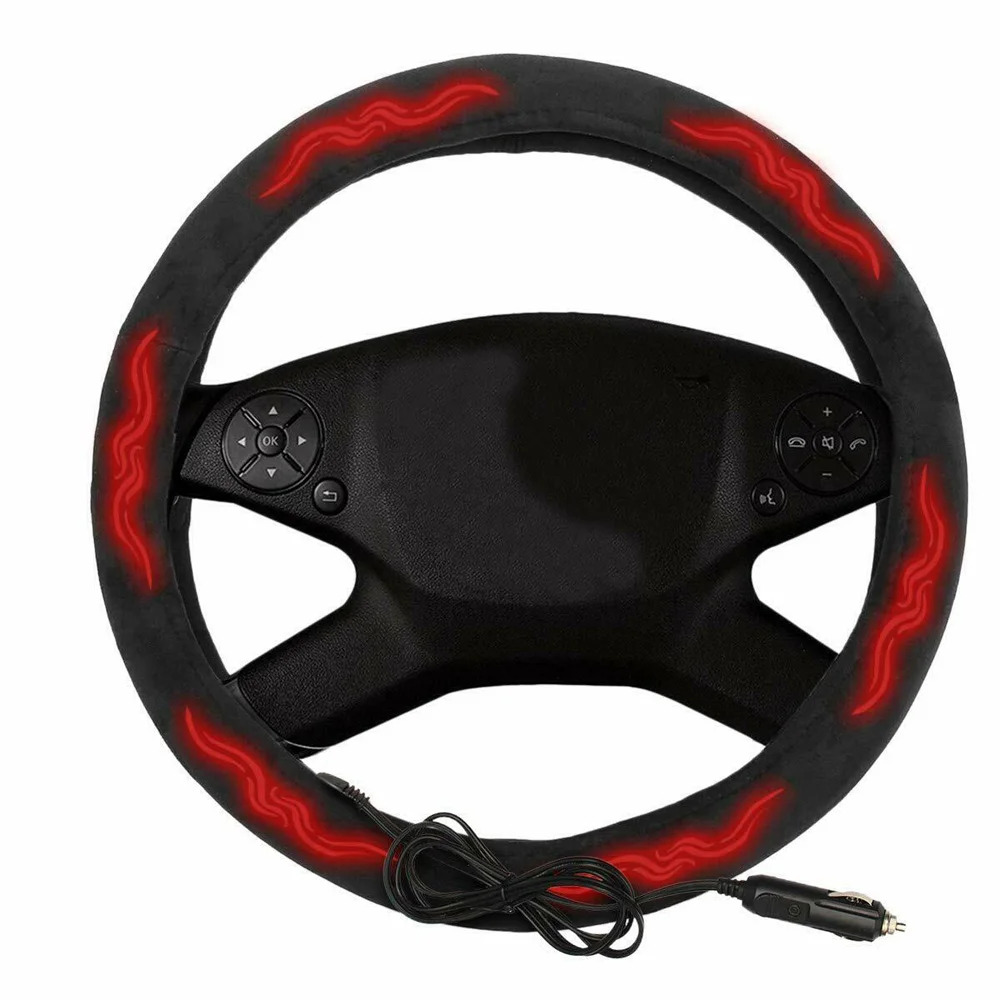 1 шт. 12 В черный 14,5 автомобильный чехол на руль с подогревом теплый зимний Универсальный подходит
