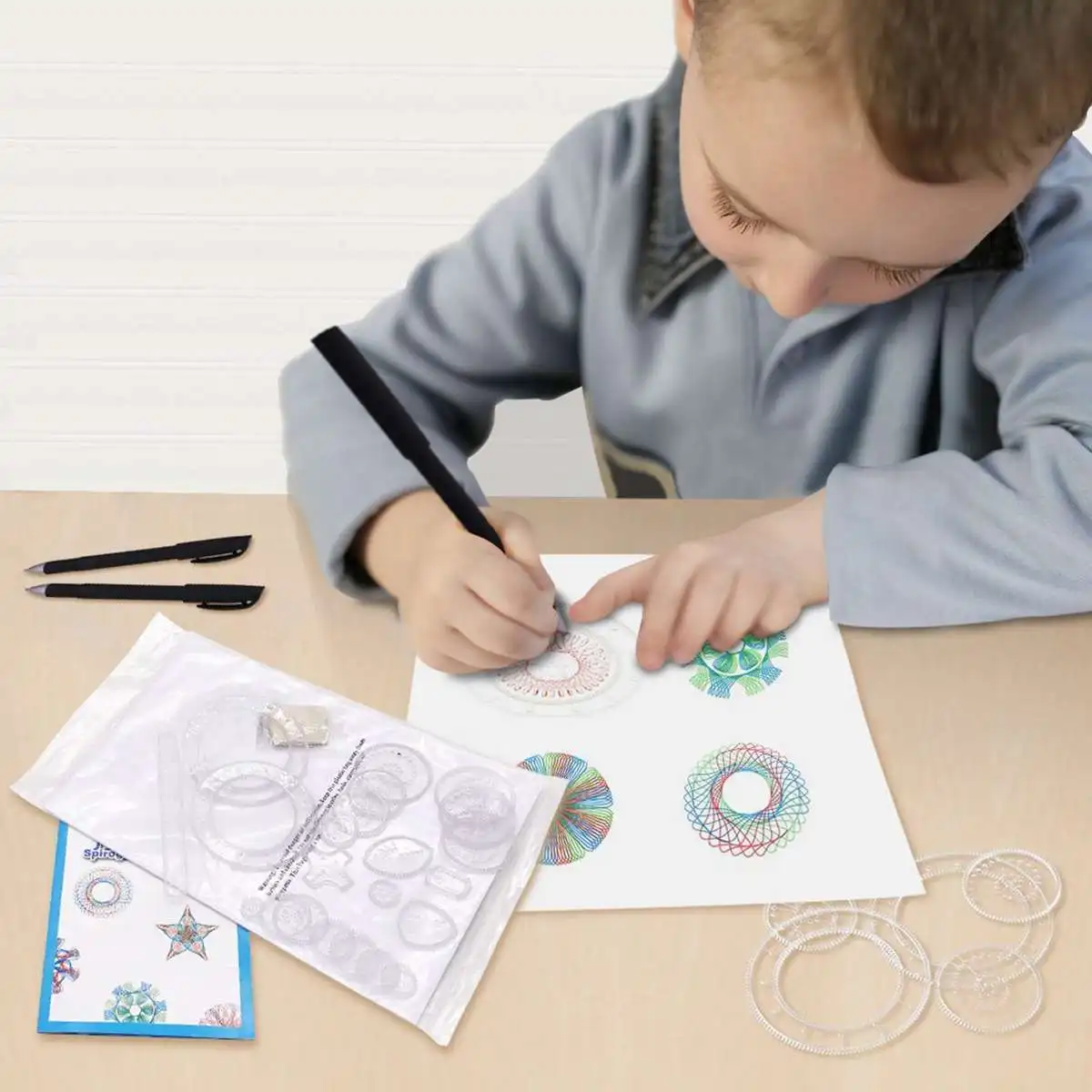 22 шт. Spirograph игрушки для рисования набор блокирующиеся зубчатые колеса для рисования аксессуары для рисования креативная развивающая игрушка Spirograph s