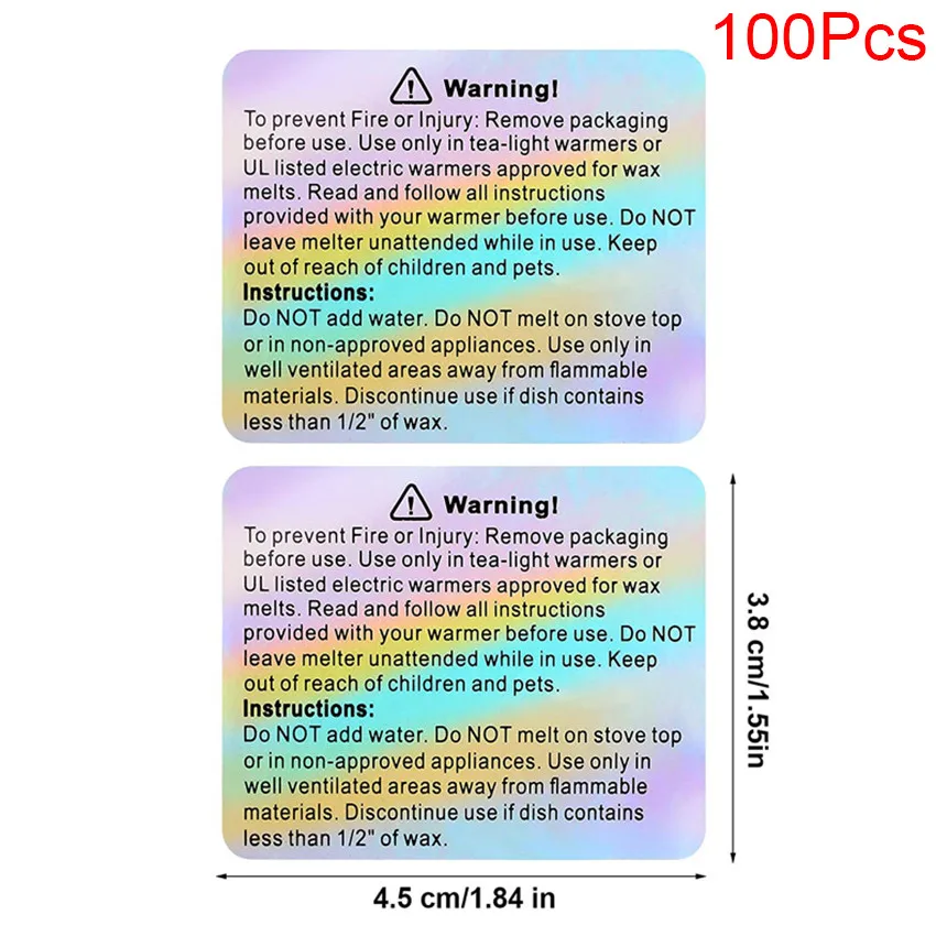 100-500Pcs Wax Melt Warning Seal Labels Candle Stickers Labels