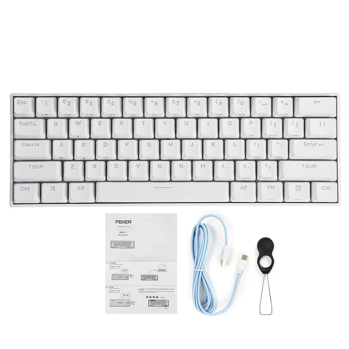 Feker 61Keys bluetooth Dual Mode Mechanical Keyboard 1.68 million RGB Backlit Type-C Gaming Keyboard Gateron Switch