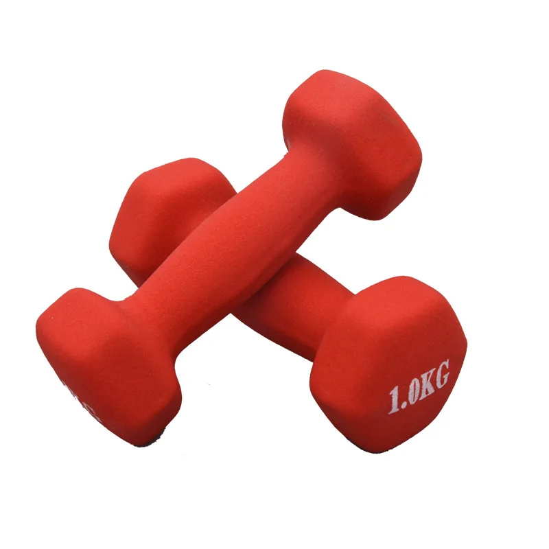 MIYAUP Hexagonal Dumbbells for Ladies, Children's Sports Dipped, Plastic Coated Color, Matte, Smooth, Fitness Equipment, 1kg