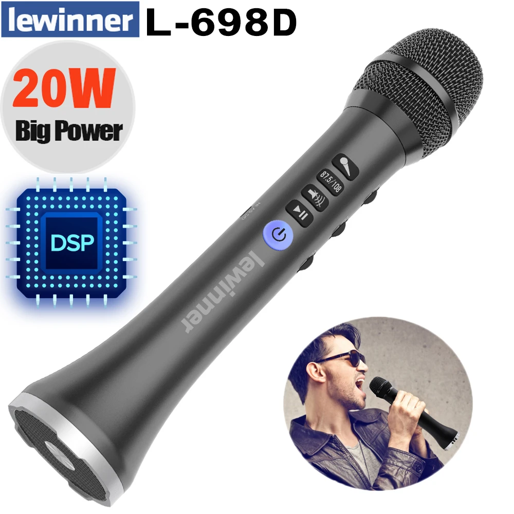 Lewinner L 698DSP Профессиональный 20 Вт Bluetooth караоке микрофон динамик Портативный