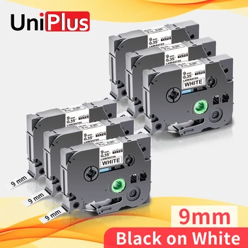 

UniPlus 6pcs tze Tape TZe-221 tze221 tz221 Compatible Brother Label Tape 9mm Black on White Typewriter Sticker for P Touch H110