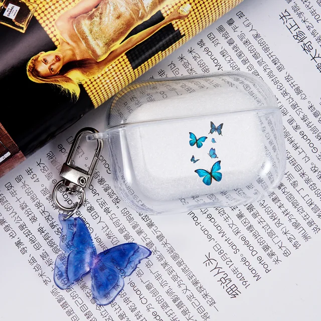 Cute Butterfly Case For Airpods 2 1 Cover Cartoon Earphone Case Transparent Capa For Airpod Pro Headphones Case With Ornament Earphone Accessories Aliexpress