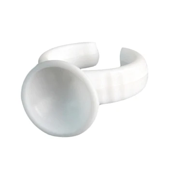 

Disposable Plastic Nail Art Tattoo Glue Holder Eyelash Extension Rings Adhesive Pigment Holders Finger Hand Beauty Tools White