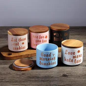 

Nordic Style Storage Containers Ceramics Storage Bottles Jars With Lid Sealed Cans Tea Box Tank For Spices Kitchen Accessories