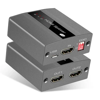 

HDMI Splitter 1 in 2 Out Support EDID Function HDMI Switch 4K@30HZ,1080P,3D,HDCP1.4 for Computer, X Box Fire TV Stick