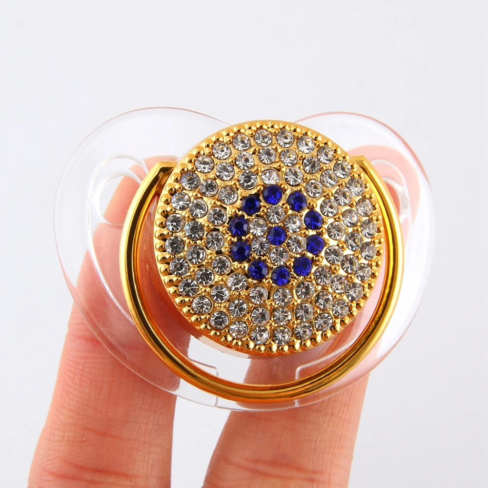 Newborn Bling Bling Luxury Rhinestone Baby Pacifier Infant Soft Silicone Orthodontic Pacifier Nipple Sleep Soother