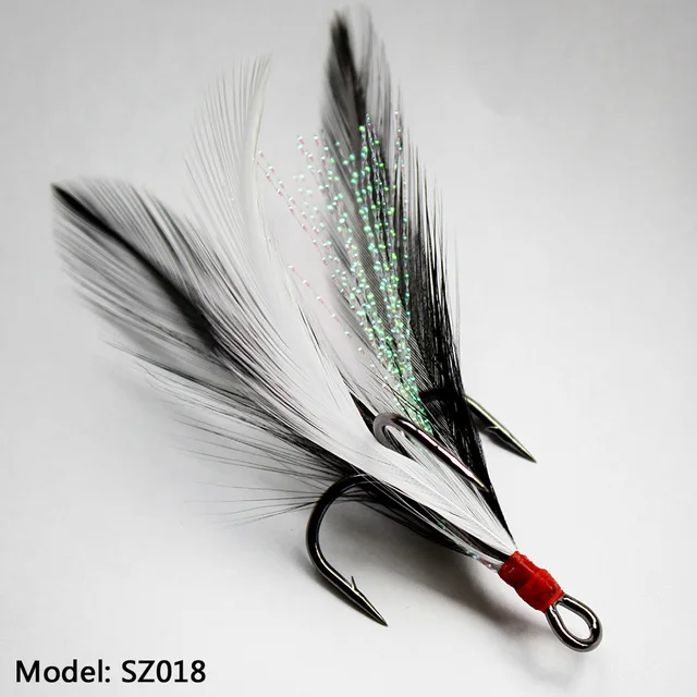 20pcs/lot Fish hook 2 4 6 8 10# Black /Red Fly Fishing Hook with 25 Colors Feather Fishing Tackle High Carbon Steel Barbed Hooks SZ018