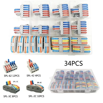 

34PCS Wire connector Quick Terminal block adapter plug fast cable conectores electric connections 2 into 4/6 2 into 2 3 into 3