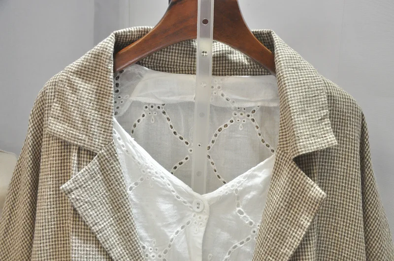 

Korean-style Fashion 19 Autumn New Style Versatile Large Pocket Plaid Long Sleeve Short Small Suit Coat 5301