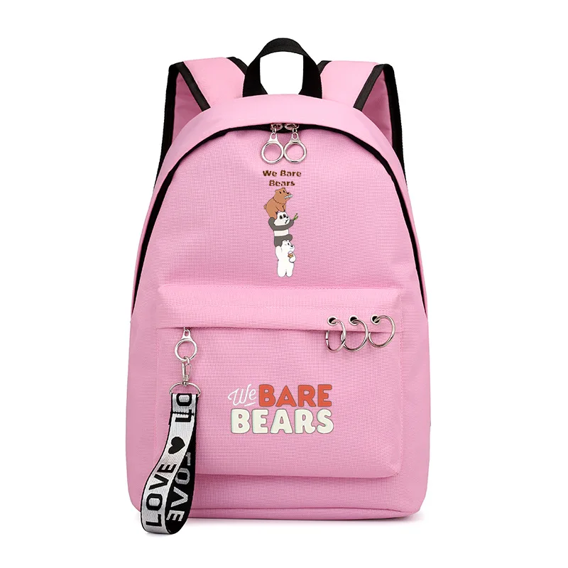 Мы Голые рюкзак с изображением медведей из аниме школьные сумки для книг мужская Группа Mochila Дорожная сумка для ноутбука лента кольцо круг рюкзак для мальчиков и девочек розовый черный - Цвет: Style 23