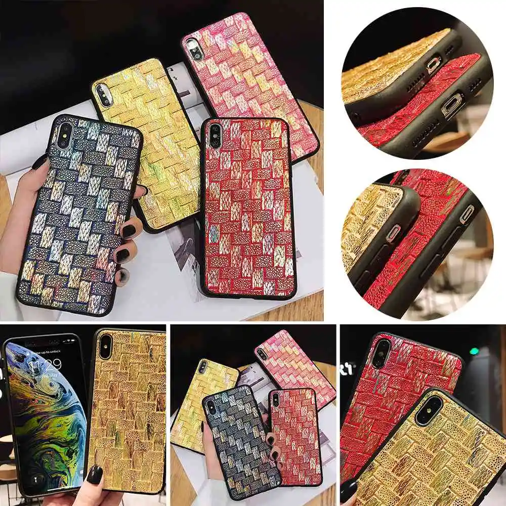 чехол на айфон 7 6 s xr чехлы Тканый кожаный для телефона iPhone 6S 8 Plus X XS MAX XR samsung S9 S10 huawei