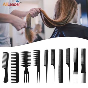 

Alileader Cheap 10Pcs Hair Comb Professional Salon Hair Hairdressing Anti-Static Barbers Comb Tail Comb With Free Storage Bag