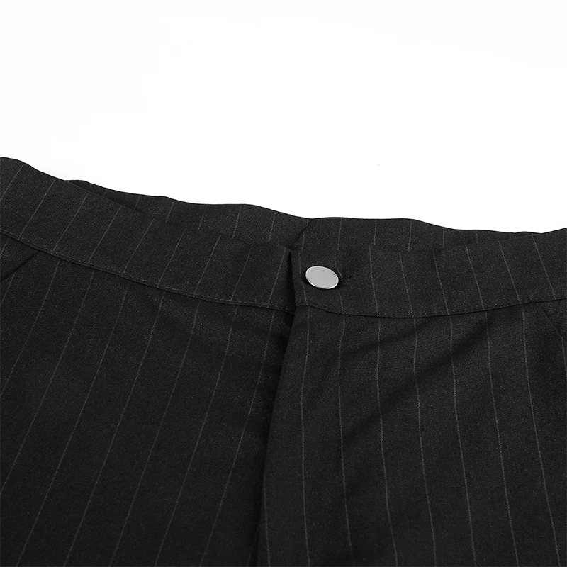 HEYounGIRL Элегантные повседневные черные штаны в полоску костюм с высокой талией брюки женские корейские модные женские карманы брюк уличная одежда