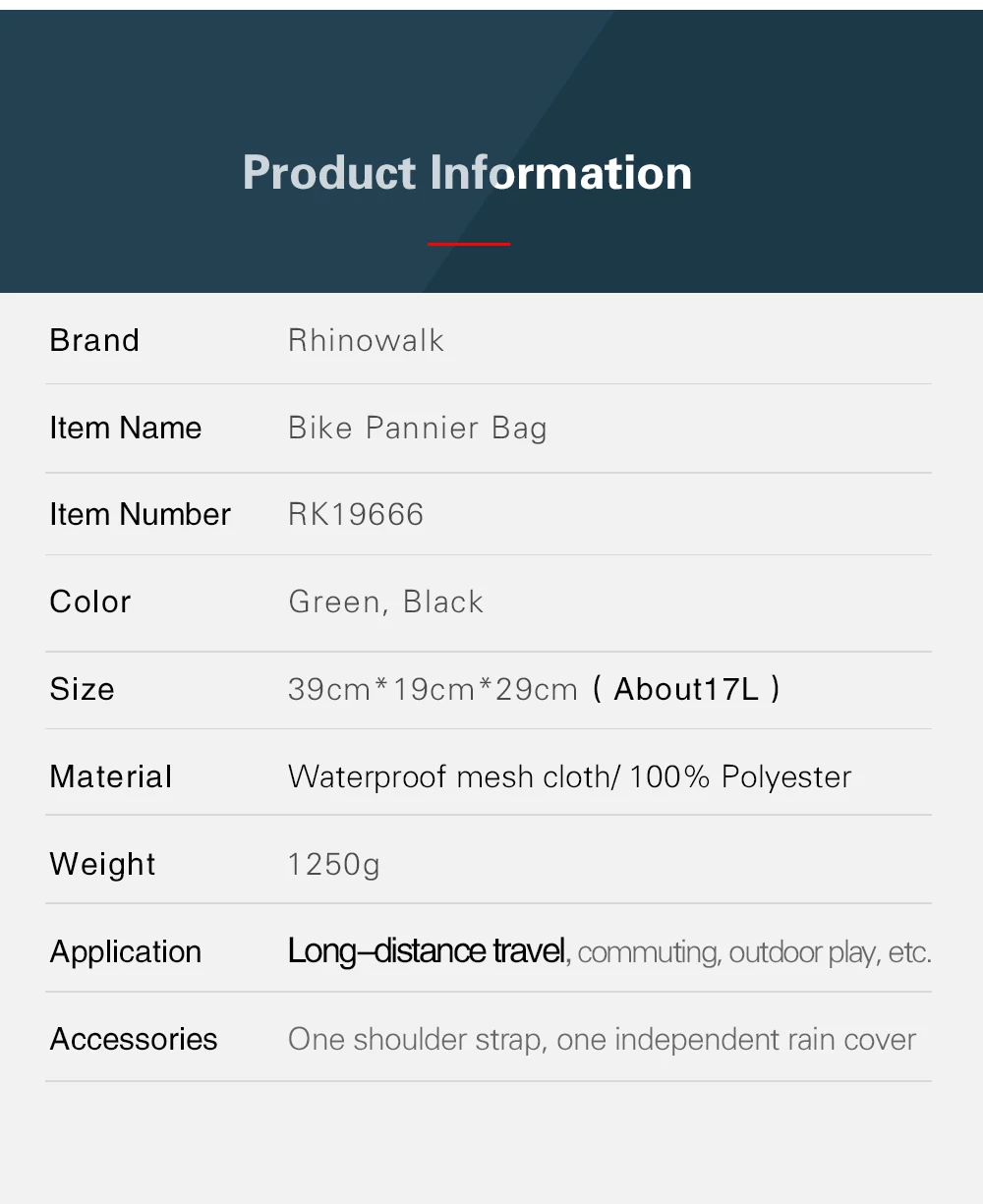 RHINOWALK New Bicycle Bags Mountain Bike Saddle Rack Trunk Bags Travel Cycling Luggage Carrier 17L Camera Handbag Waterproof  (7)