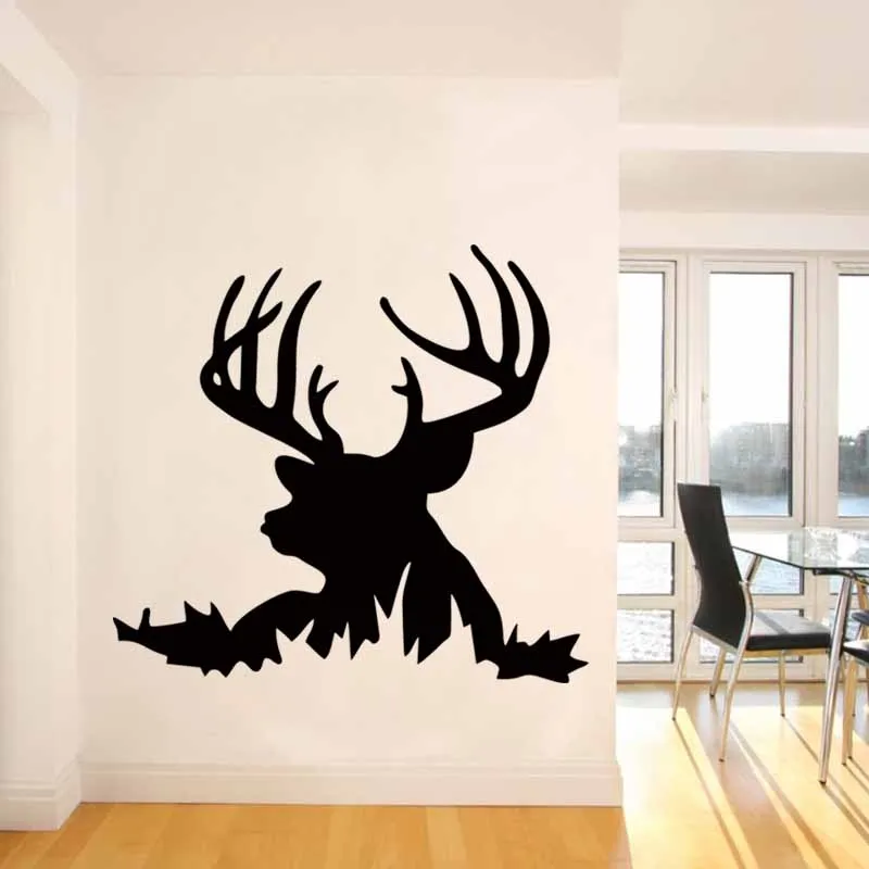 Personalized Decals Deer Head Silhouette Vinyl Wall Bedroom Living Room Decorative Decor Art Mural