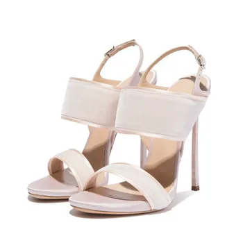 

YECHNE Party Sexy Peep Toe Heel Height Wedding Sandals Women Pink Open Toe Sandals Plus Size 33 43 Gladiator Bridal Shoes