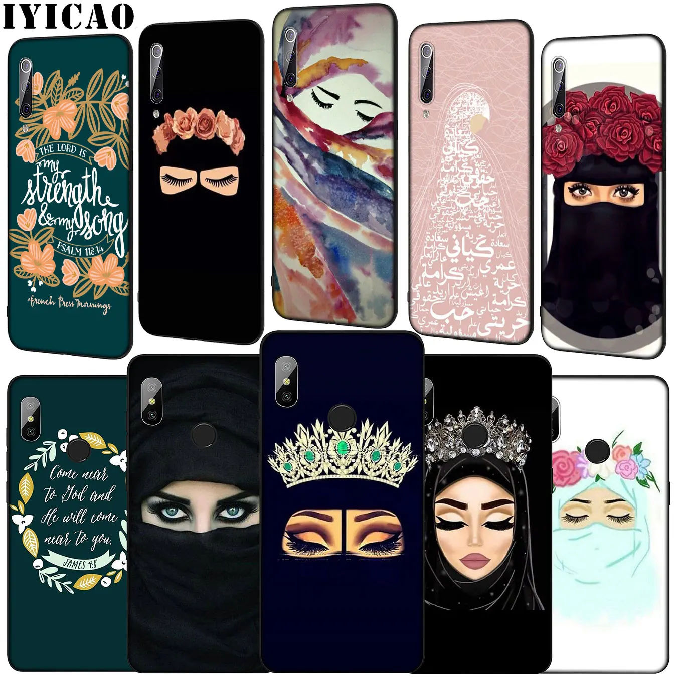 IYICAO Arabic Muslim Hijab Girl Islamic Gril Eye Soft Case for Xiaomi Mi 10 9 9T A3 Pro CC9 CC9E 8 SE A2 Lite A1 6 f1 Mi10 |