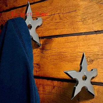 

200pcs Creative Ninja Throwing Star Dart Shape Clothes Coat Robe Hooks Hat Hanger Home Decoration Key Hook Hanger Wall Mounted