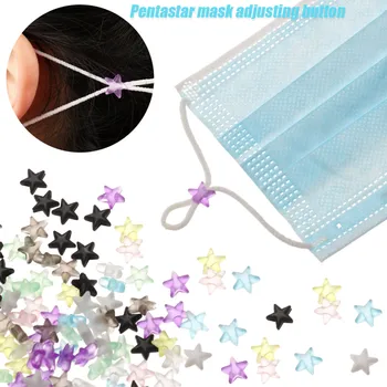 

100pc New Pentagram Silicone Cord Locks Lanyard Buckle Anti Slip Stopper Adjusting Pvc Soft Rubber Rope Button Masks Accessories