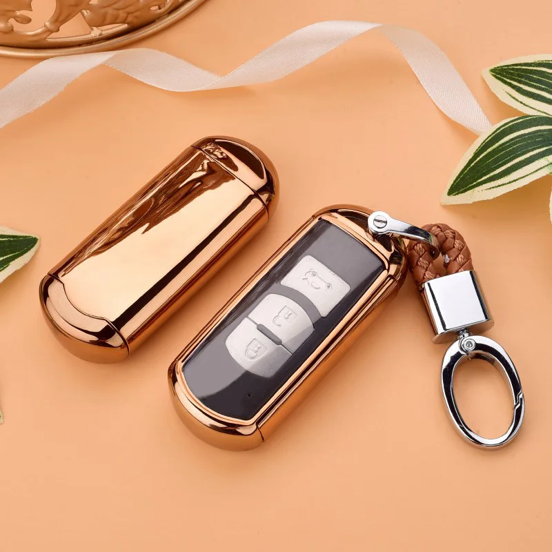 

auto car high quality Hand-stitched Key Case stylish Black/Blue/Gold/Red/Pink/Silver for Mazda 3 6 CX5 CX7 323 626 car-Styling