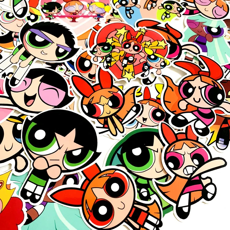 50 шт. Powerpuff девушки ПВХ водонепроницаемый забавный стикер игрушка багаж Наклейка мотоцикл и багаж наклейка для ноутбука