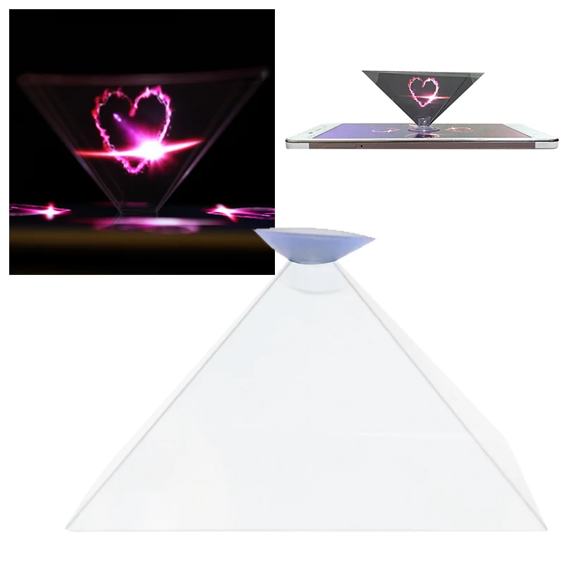 Mini 3D Hologram Pyramid Display Projector Video Stand Universal For iphone Huawei Samsung