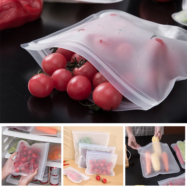 Silicone Food Storage Bag Reusable Up Zip Shut Bag Leakproof Fresh Bag Food  Storage Bag Fresh Wrap Ziplock Bag - AliExpress