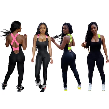 

Sexy Patchwork Bandage Skinny Long Jumpsuit New Womens Backless One Piece Romper Party Club Overalls