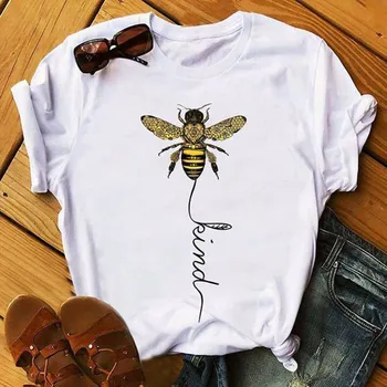 

Summer BEE KIND ORGANIC T-shirt Unisex Casual Shirt Sustainable Nature Bees Loose Women female Tops